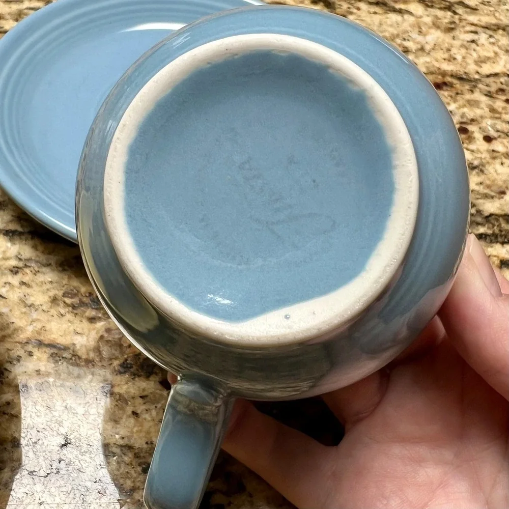 Homer Laughlin Fiestaware Teacup Saucer Sets Periwinkle‎ Blue Sunflower Yellow